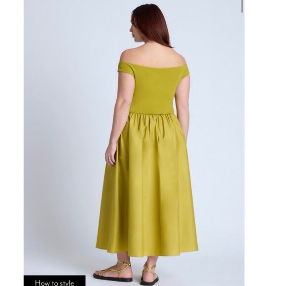 ELOQUII boat neck mixed fabric dress with pockets NWT 16W - Picture 3 of 7